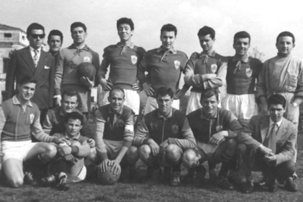 Monselice 1955-56 - Masiero, Ferrato, Cavaliere, Verza, Tresoldi, Gioachin, Valandro, Agostino; Cillario, Cuccato, Castellin, Baratto, Dall’Angelo, Gamba, Businaro